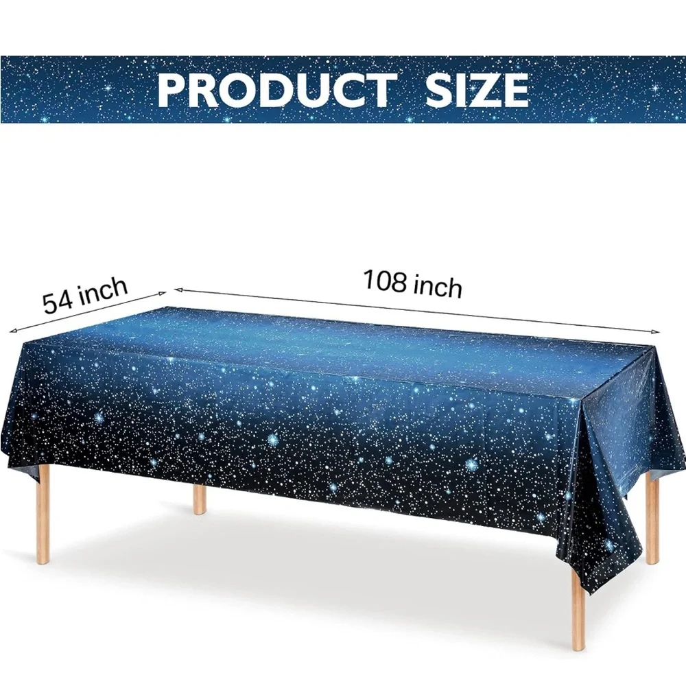 Space Galaxy Birthday Backdrop, Table Cloth & 500 Stickers Bundle